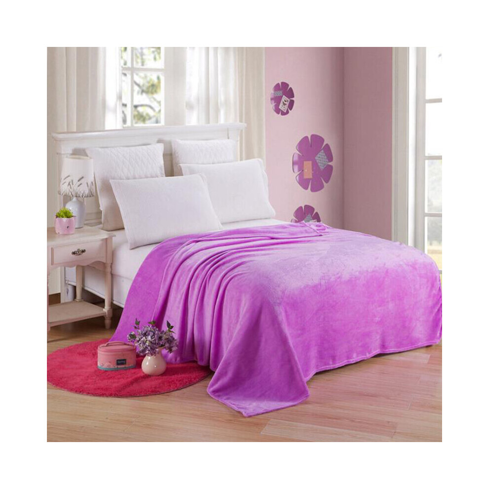 (Purple, 100*140cm) Warm Soft Large Polar Fleece Throw Blanket Sofa Bed Room Travel Throw Over