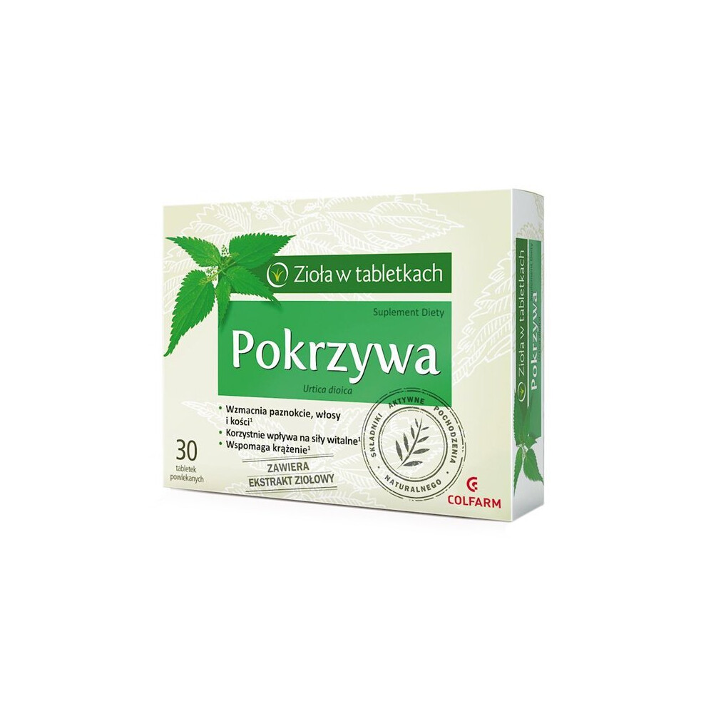 Colfarm Nettle Pokrzywa 30 Tabs Beautiful Skin, Hair, Nails Heavy Legs Circuit