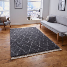 (200x290cm) Modern Boho 8280 Rugs in Grey Moroccan Soft Deep Shaggy Mats