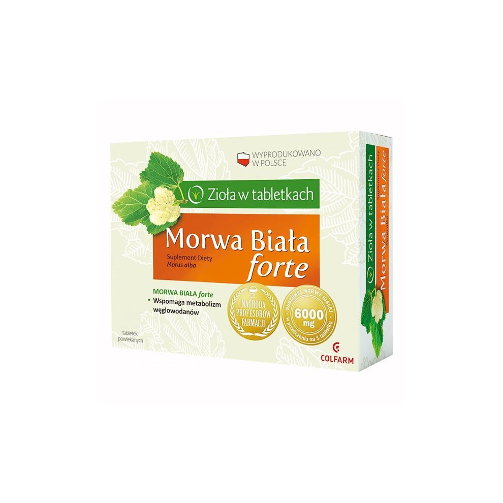 New Colfarm Morwa Biala Forte - 30 Tablets - Carbohydrate Metabolism Help White