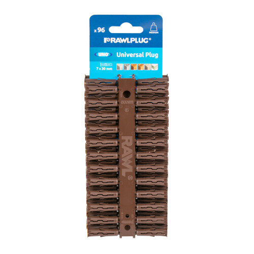 Rawlplug RAW68560 Καφέ βύσματα Uno 7mm x 30mm Κάρτα 96 τεμαχίων