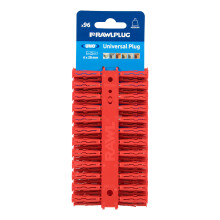 Rawlplug RAW68520 Red Uno Plugs 6mm x 28mm Card of 96