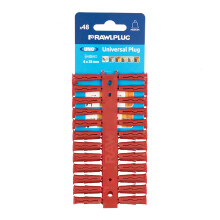 Rawlplug RAW68515 Red Uno Plugs 6mm x 28mm Card of 48