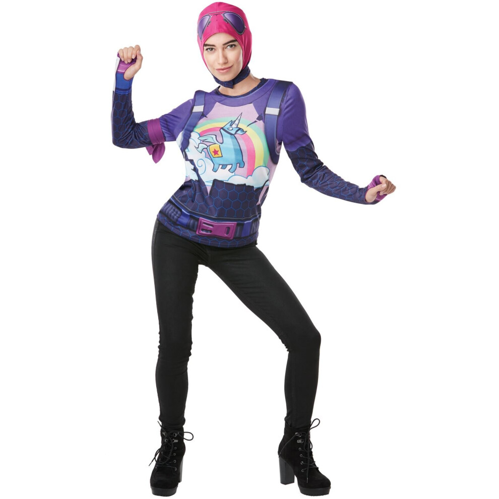 (Age (11-12 years)) Tween Brite Bomber Top and Snood - Fortnite - Girls Costume