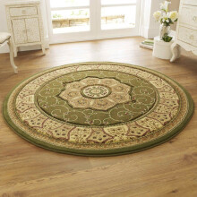 Heritage 4400 Circular Rugs in Green Traditional Soft Powerloomed Mats 150x150cm