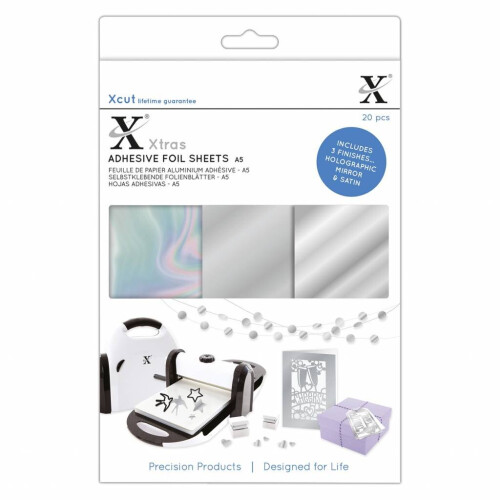 Xcut Xtra's A5 Adhesive Foil Sheets Silver (20pcs) (XCU 174420)