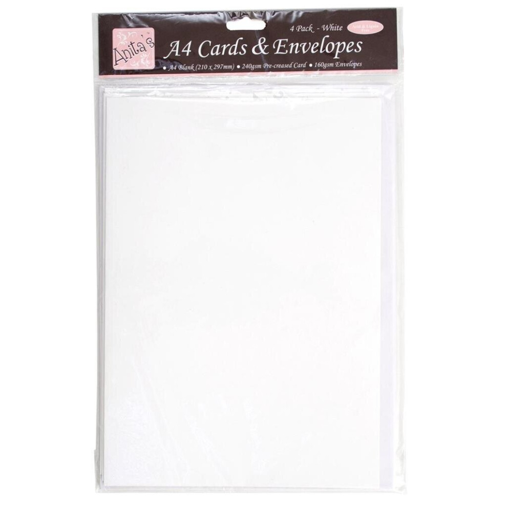 Anita's A4 Cards & Envelopes White (4Pk) (Ant 1517000)
