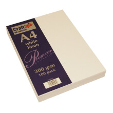 Craft UK Premium Collection A4 White Linen Paper Pack - 100 Sheets, 300gsm Cardstock