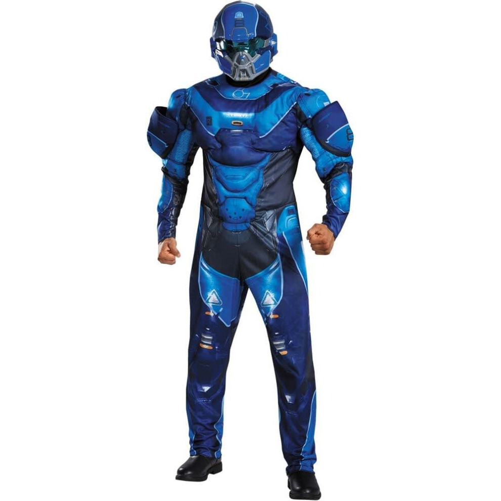 (2XL) Spartan Halo Costume Blue For Adults