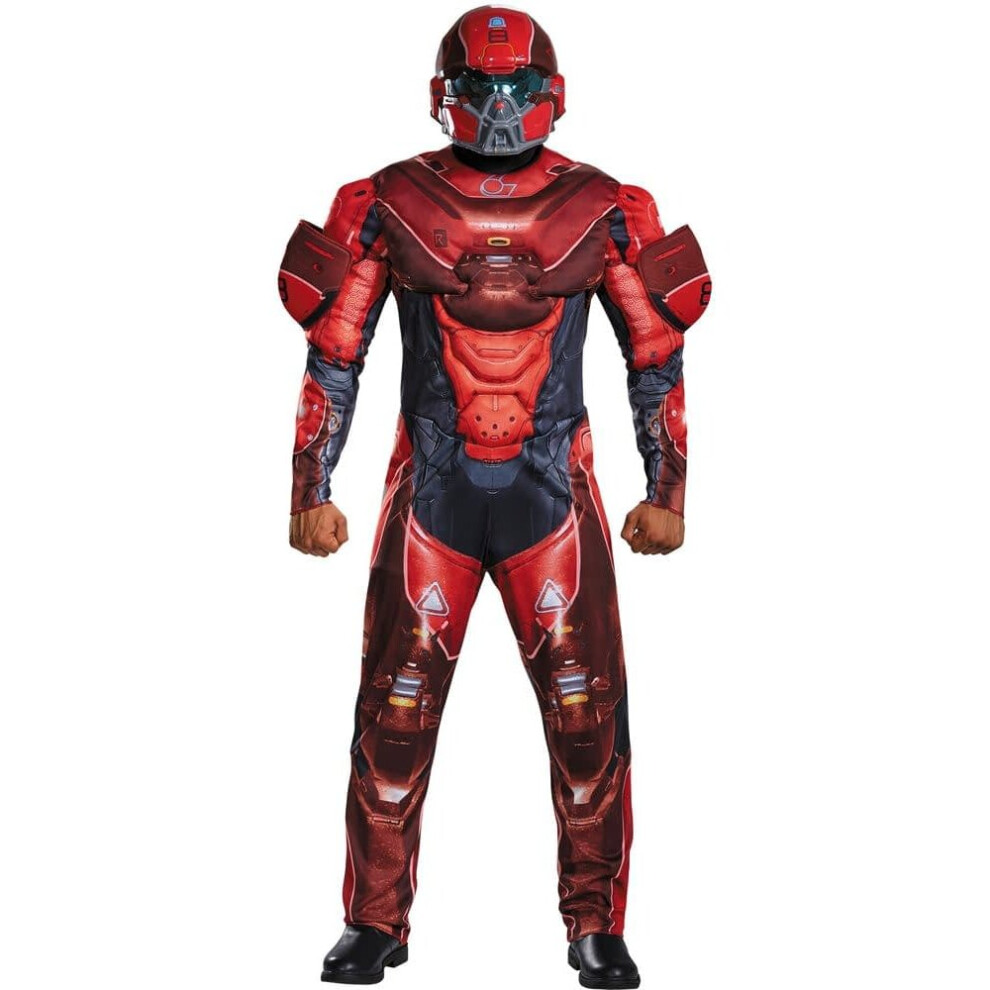 (2XL) Spartan Halo Costume Red For Adults