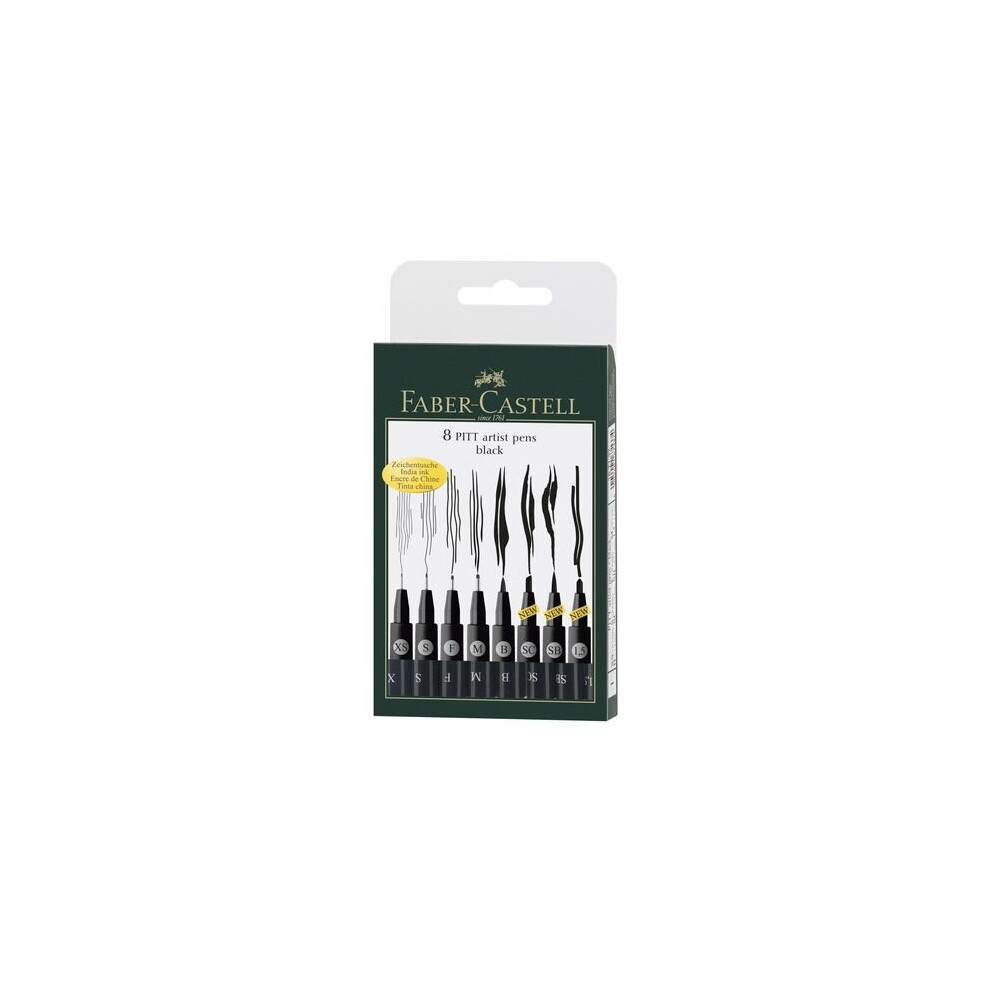 Faber Castell Drawing Pen Pitt Artist Set 8x Black