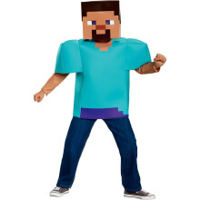 Steve Klassisk Kostume - Minecraft Licens M 7-8 år