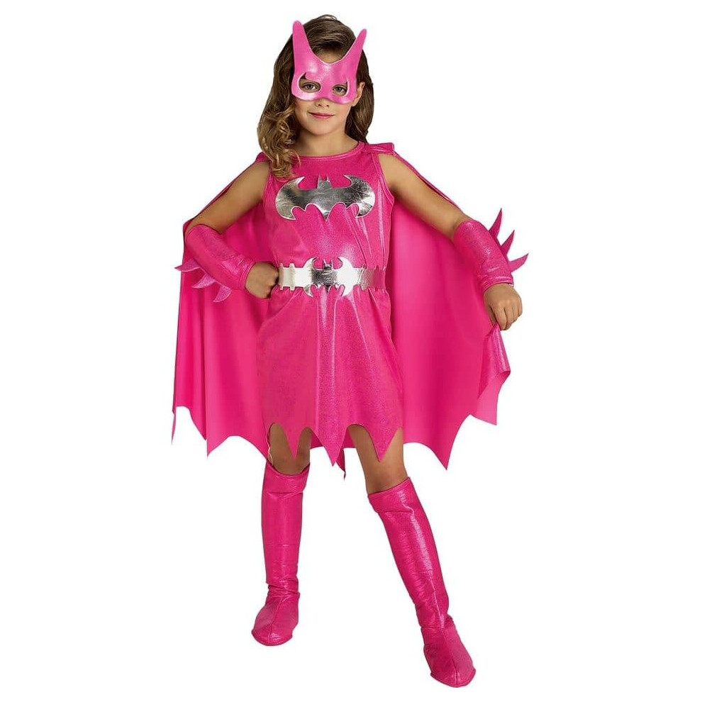 (S (4-6) (3-4 years)) Girls Pink Batgirl Child Costume