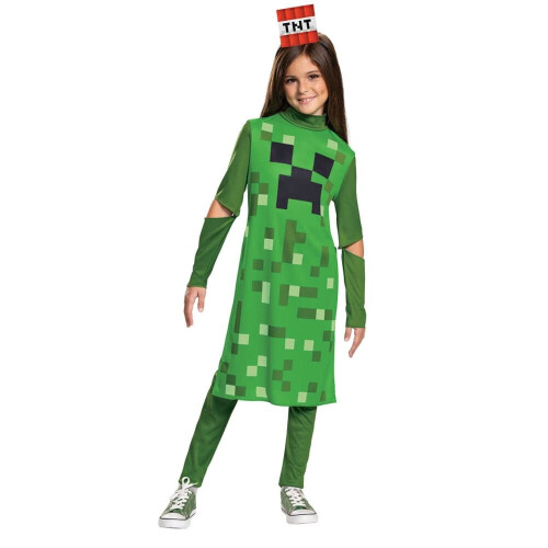 Minecraft (M (7-8)) Girls Creeper Costume - Minecraft