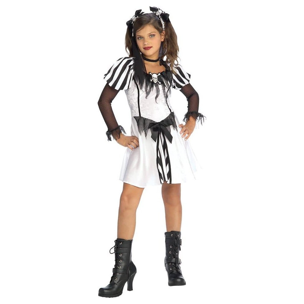 (S (4-6) (3-4 years)) Goth Pirate Costume For Girl (Toddler, Teen)