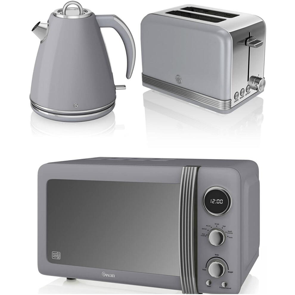 Swan Retro Digital 20L Microwave 1.5L Jug Kettle & 2 Slice Toaster Set