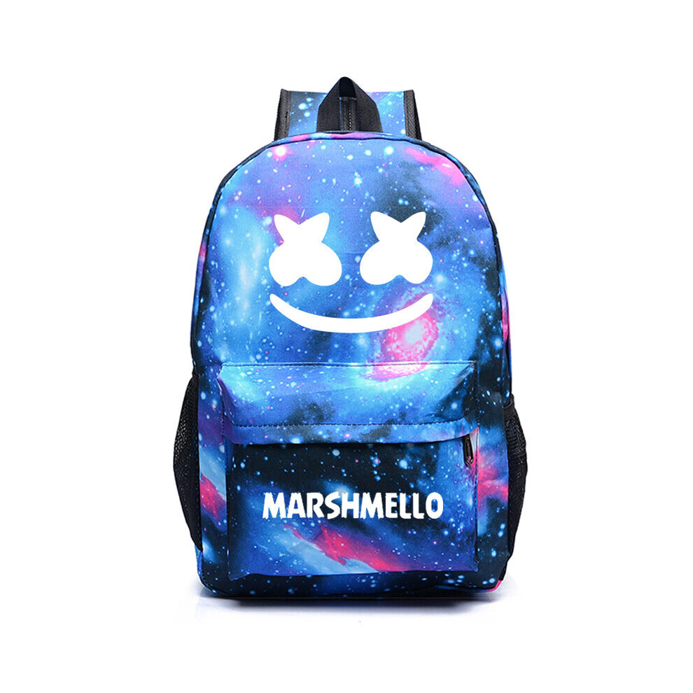 (Smile ) Fortnite Galaxy Shoulder Backpack Boy Girl Glow In Dark School Bag Rucksack Blue