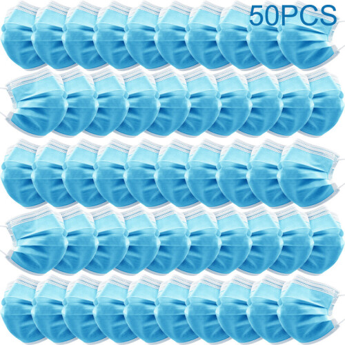 50 pièces de masques faciaux jetables à trois couches 2