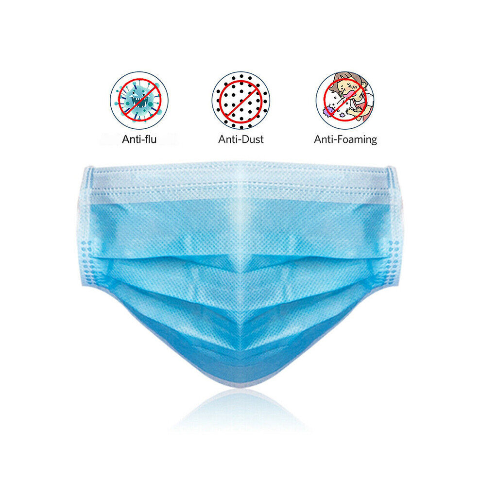 200 X Blue Face Masks Non Surgical Disposable Mouth Cover Respiration 795340203616