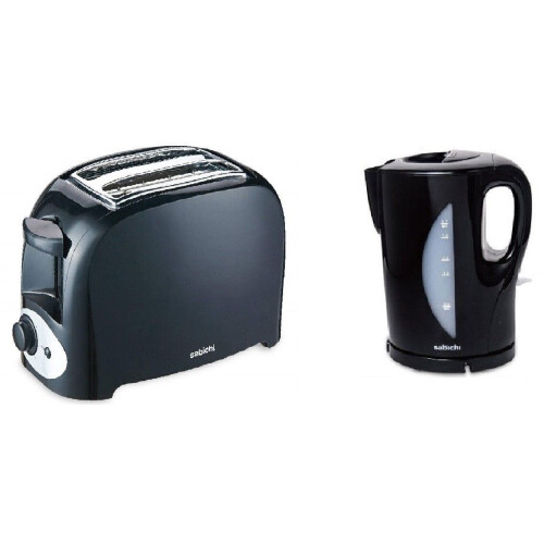 CORDLESS JUG 1.7L KETTLE AND 2 SLICE TOASTER KITCHEN SET BLACK