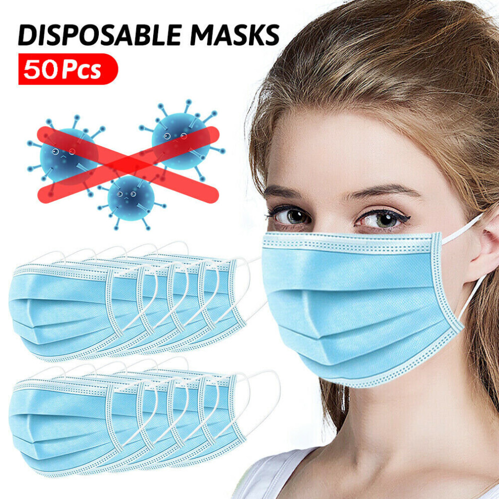 50 Pcs Disposable Mask Mouth Medical Hygiene Masks 3Ply 795340646680