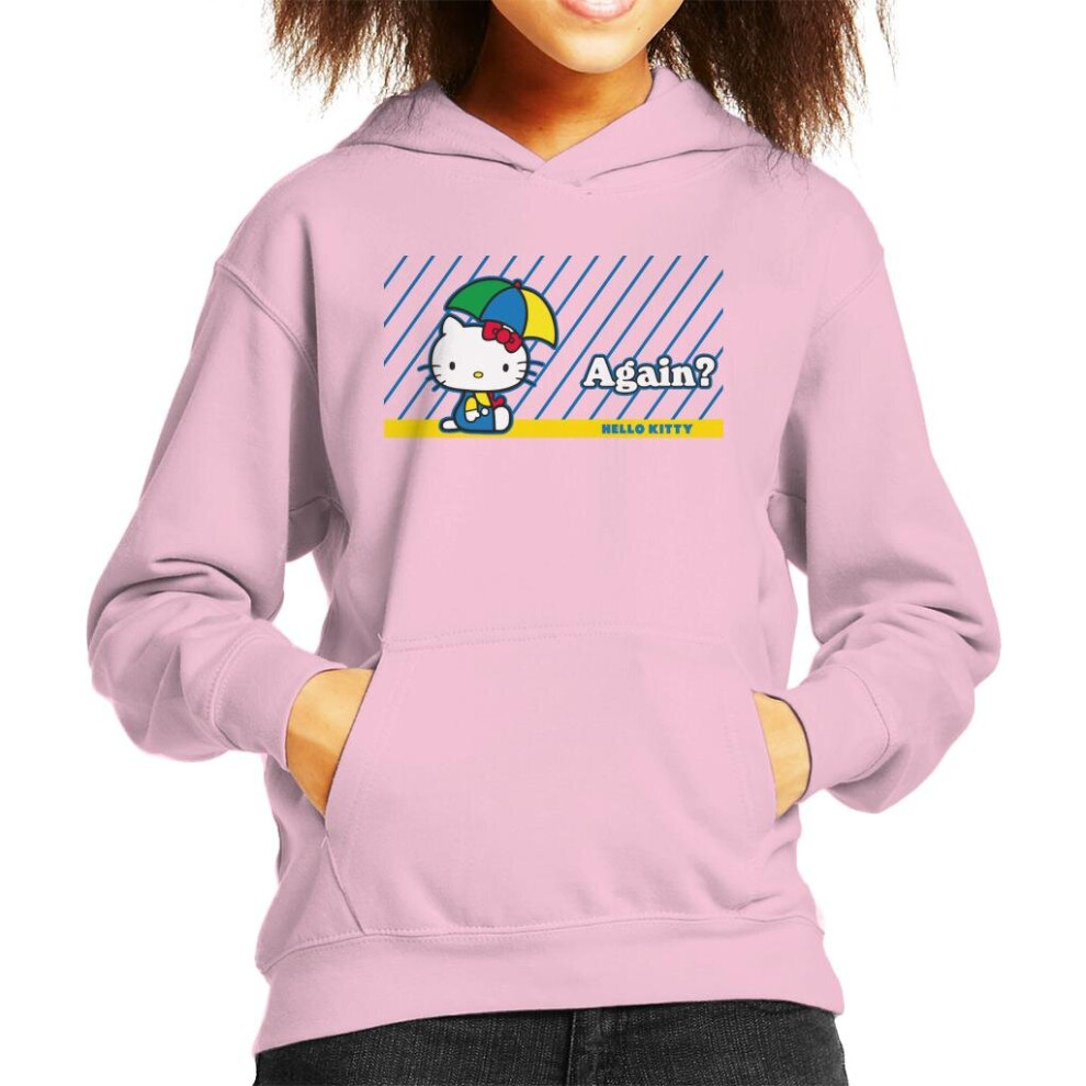 (Large (9-11 yrs), Light Pink) Hello Kitty Rain Again Kid's Hooded Sweatshirt