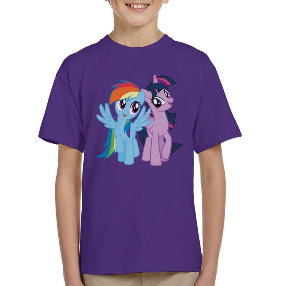 (Small (5-6 yrs), Purple) My Little Pony Rainbow Dash And Twilight Sparkle Kid's T-Shirt