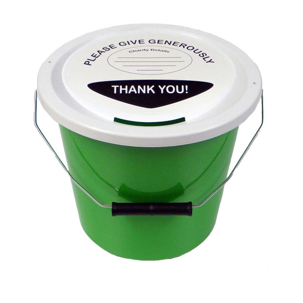 3 Charity Money Collection Buckets 5 Litres - Green