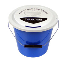 6 Charity Money Collection Buckets 5 Litres - Light Blue