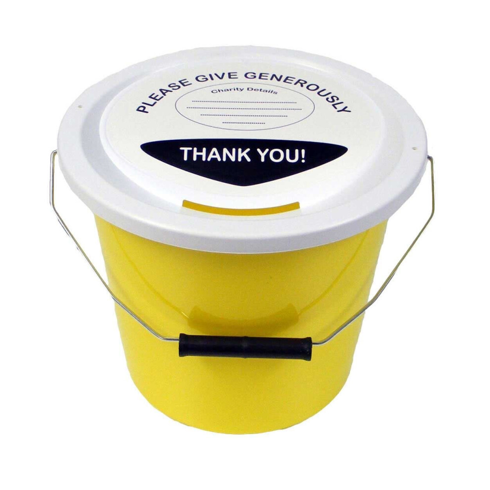 6 Charity Money Collection Buckets 5 Litres - Yellow