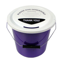 Charity Money Collection Bucket 5 Litres - Purple
