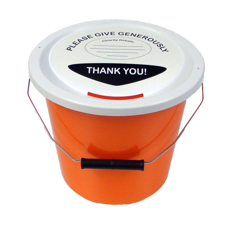 6 Charity Money Collection Buckets 5 Litres - Orange