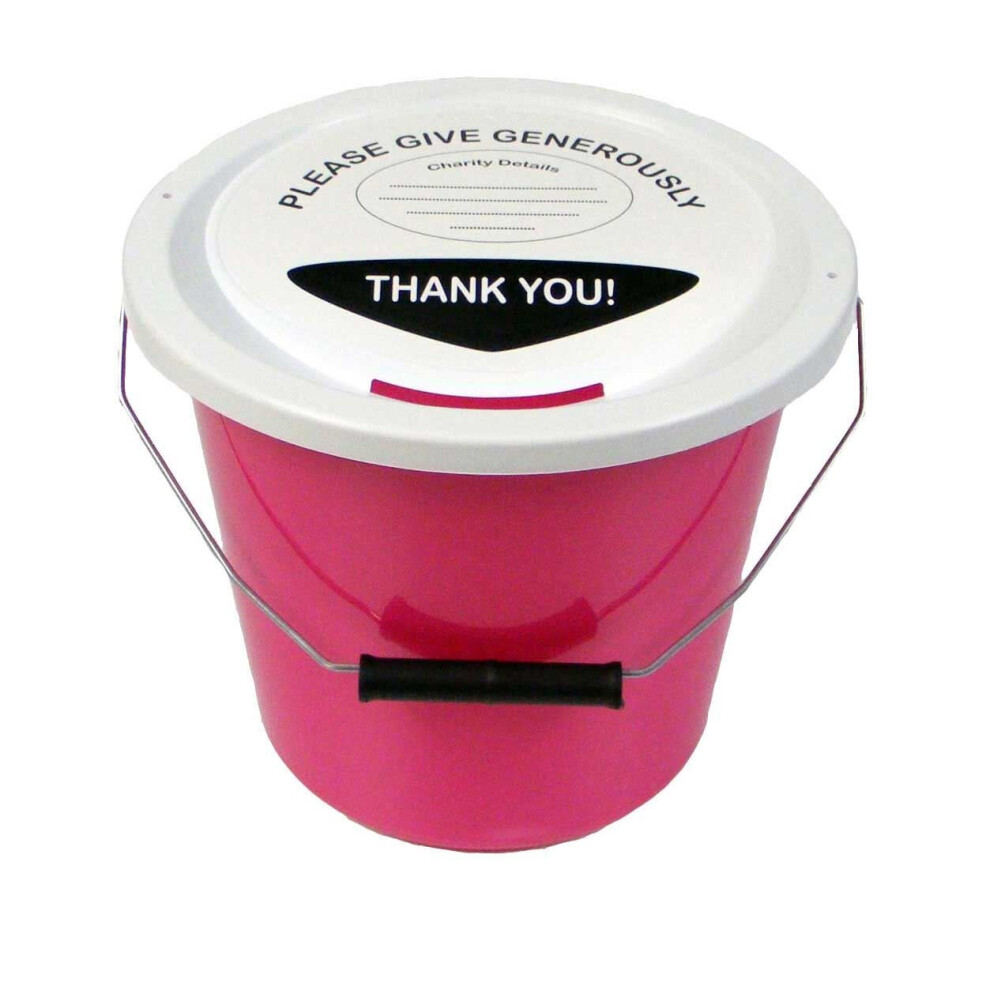 6 Charity Money Collection Buckets 5 Litres - Pink 5060451840605