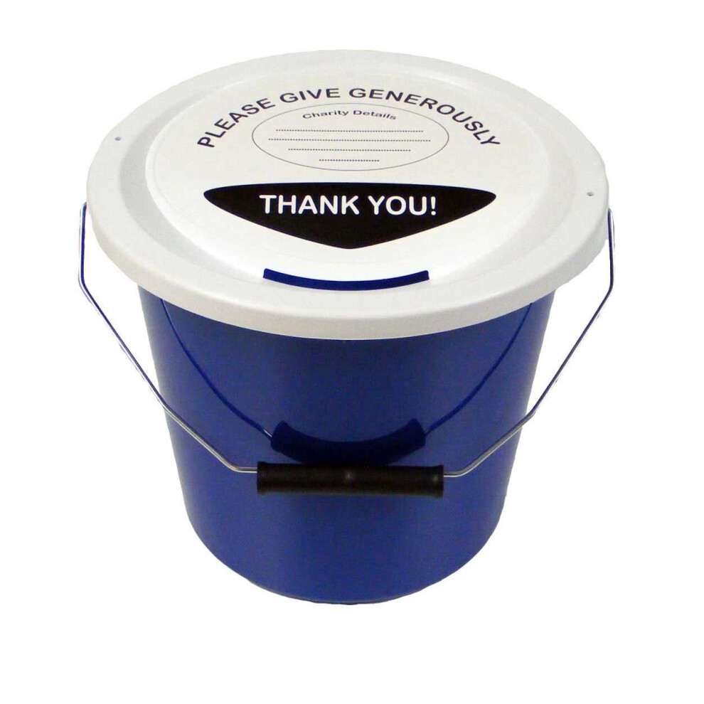 3 Charity Money Collection Buckets 5 Litres - Blue