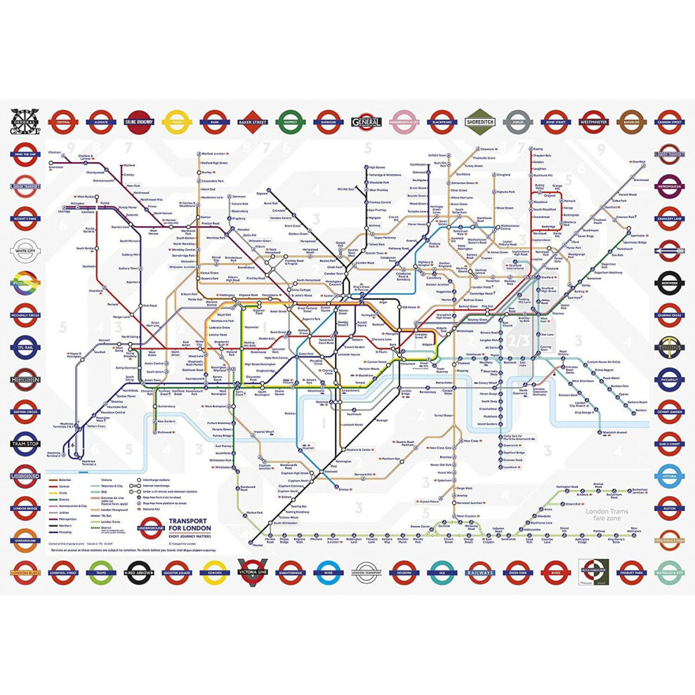 Gibsons Games Gibsons Tfl London Underground Map Jigsaw Puzzle (1000 Pieces)