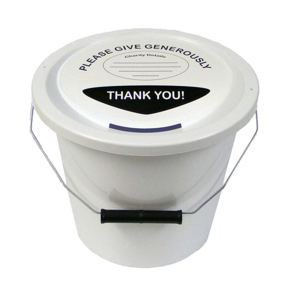 3 Charity Money Collection Buckets 5 Litres - White