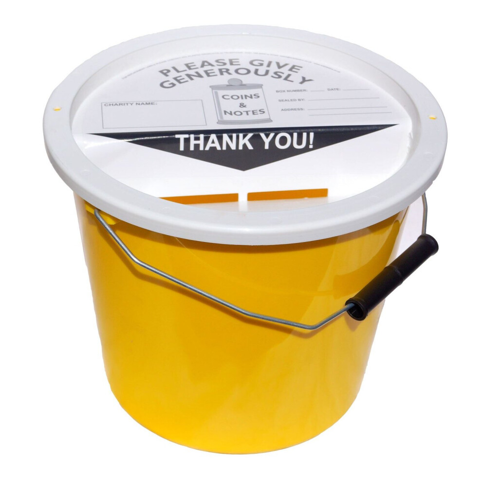 Charity Money Collection Bucket 5.7 Litres - Yellow 5060451841404