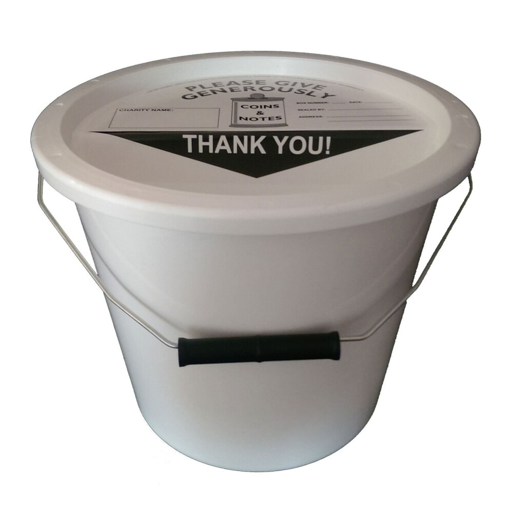 4 Charity Money Collection Buckets 5.7 Litres - White