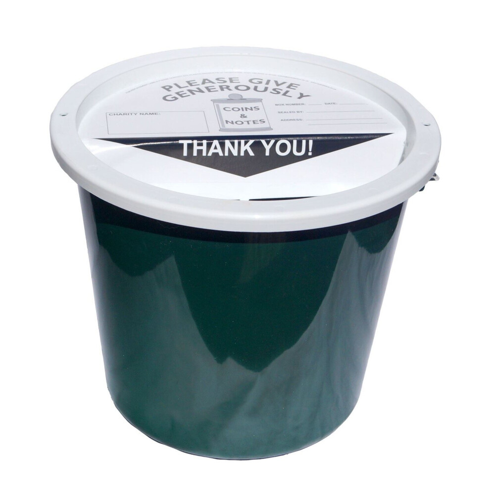 10 Charity Money Collection Buckets 5.7 Litres - Bottle Green