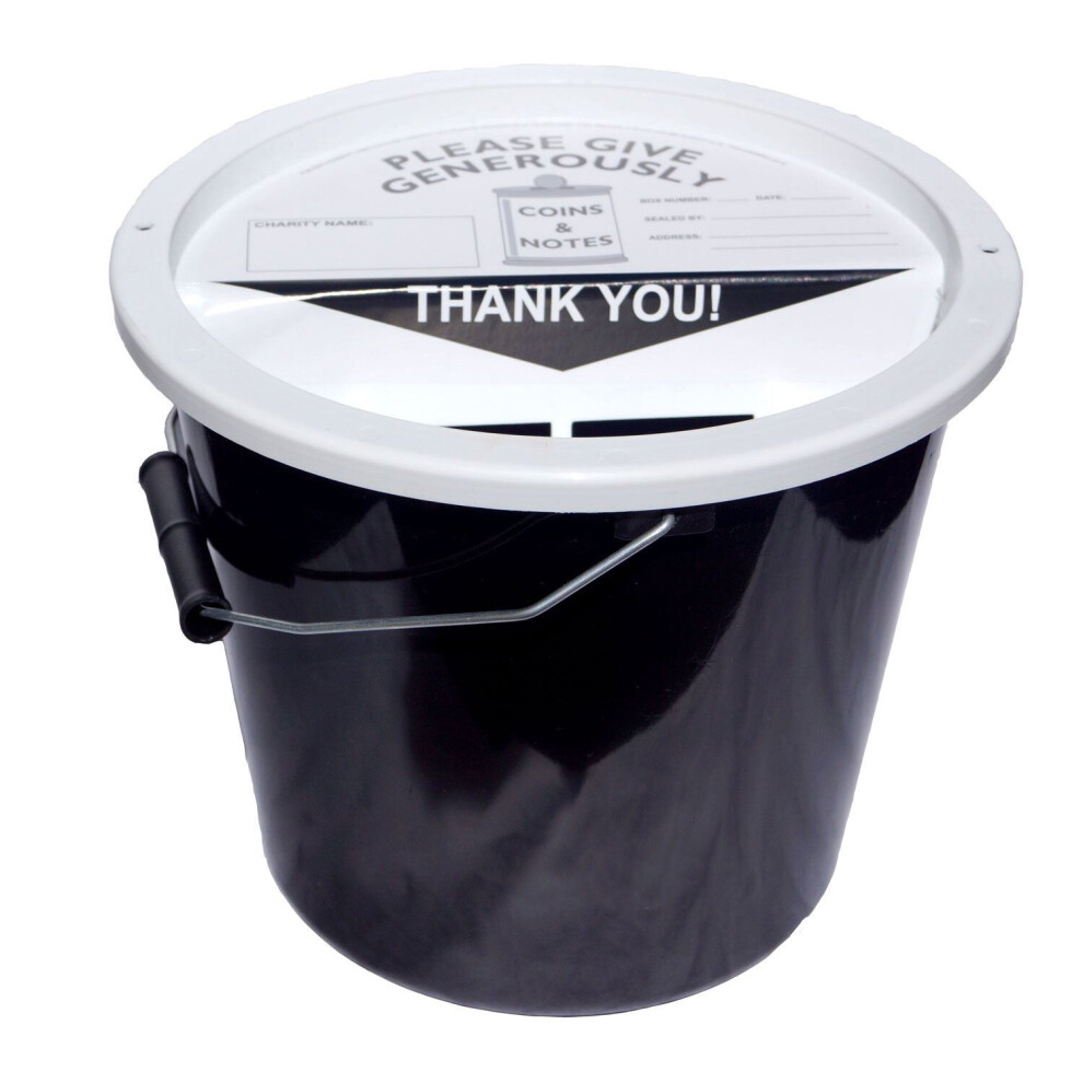 Charity Money Collection Bucket 5.7 Litres - Black 5060451841466