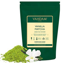 VAHDAM, Vanilla + Matcha Green Tea Powder - Brew Delicious Vanilla Matcha Latte | Powerful SUPERFOODS Blend | Japanese Matcha Powder with 100% Natural