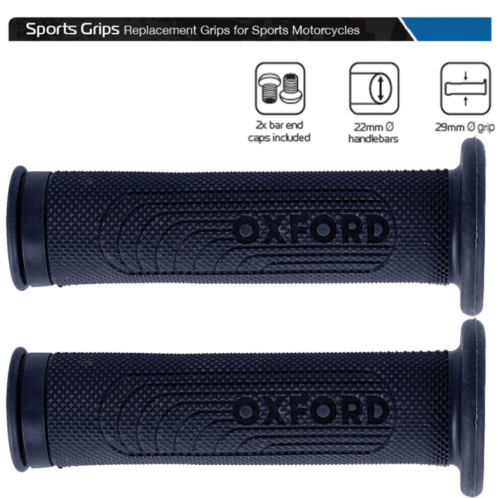 Oxford Sports Motorbike Grips 22mm Handlebars Medium Compound Motorcycle Black - Image 7
