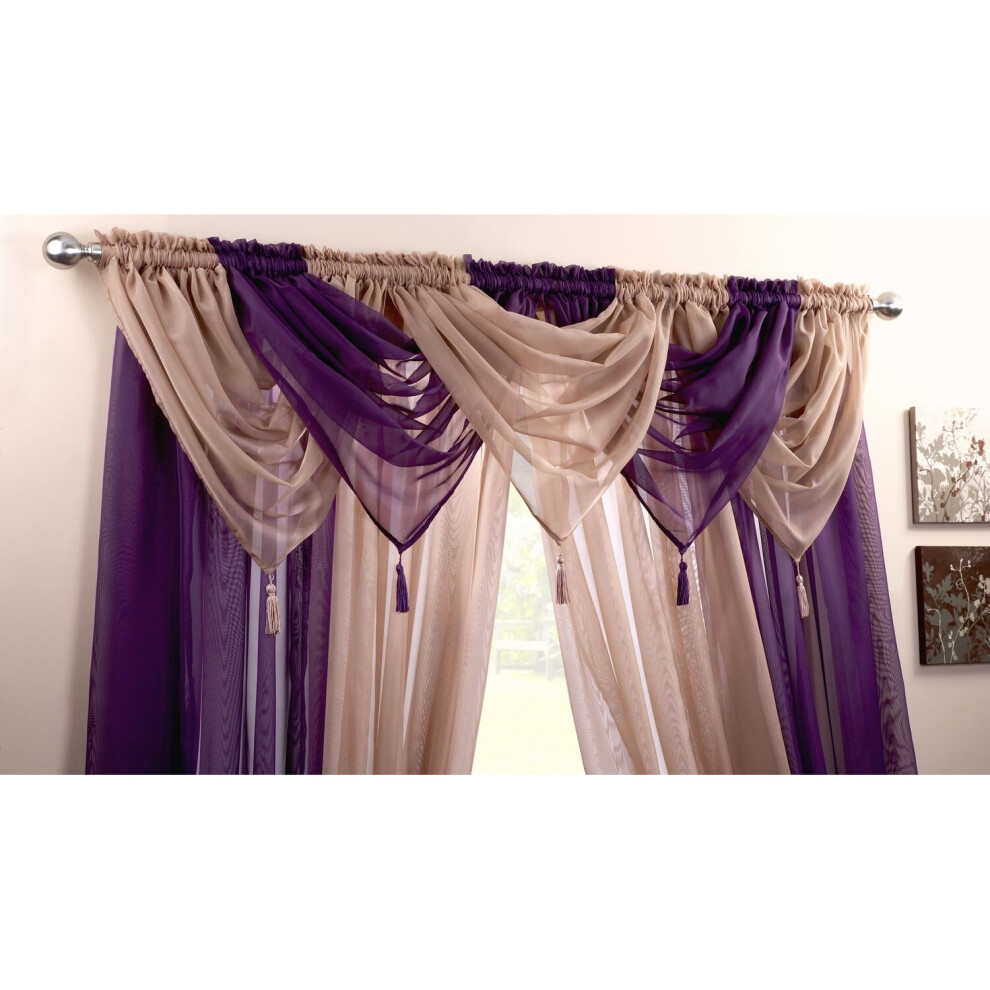 Alan Symonds Coffee Voile Curtain Swag Net 22X18" With Decorative Tassle