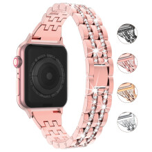 (for Apple Watch 42/44 MM, Rose Gold) Bling Diamond Stainless Steel Metal for Apple Watch Strap Series 6 5 4 3 2 1 SE 38 40 42 44 mm