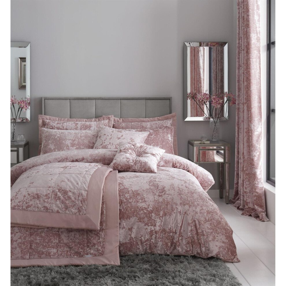 Bianca Catherine Lansfield Crushed Velvet Double Duvet Set Blush Pink