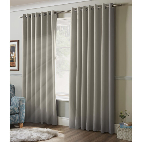100% Blackout Eyelet Ring Top Curtains Grey 90 x 72"