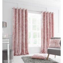 Catherine Lansfield Crushed Velvet 66 x 72 Inch Eyelet Curtain Pair Blush