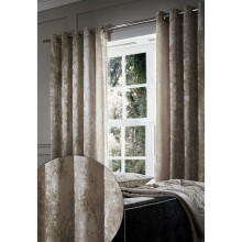 Catherine Lansfield Crushed Velvet Fully Lined Eyelet Ring Top Curtains - Natural Cream (66" Wide x 90" Drop)