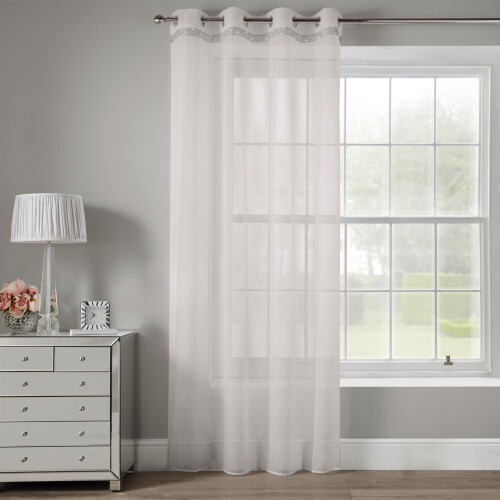 Alan Symonds Glitter Eyelet Ready Made Ivory 72" Single Curtain Panel