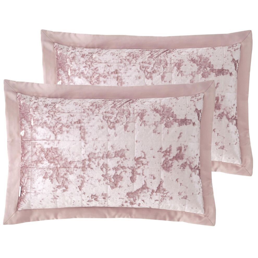 Bianca Catherine Lansfield Crushed Velvet Pillowsham Pair Blush Pink